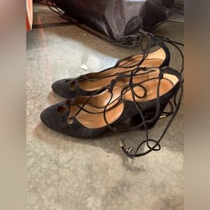 Aquazzura Ferenze Black Suede Strappy Pumps- sz 37, new